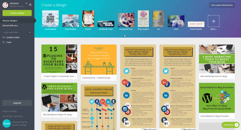 Canva Dashboard