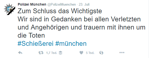 Polizei München Tweet mit Trauerflor