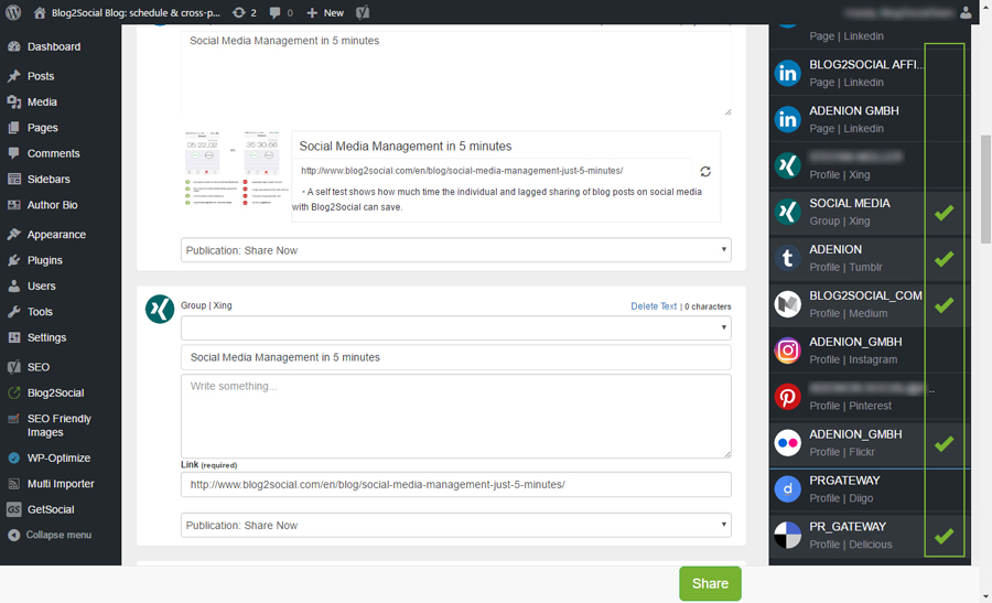 neue Sidebar Blog2Social