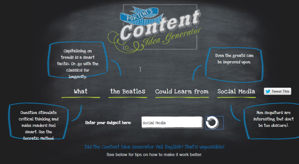 Marketing Tools für Blogger: Content Idea Generator