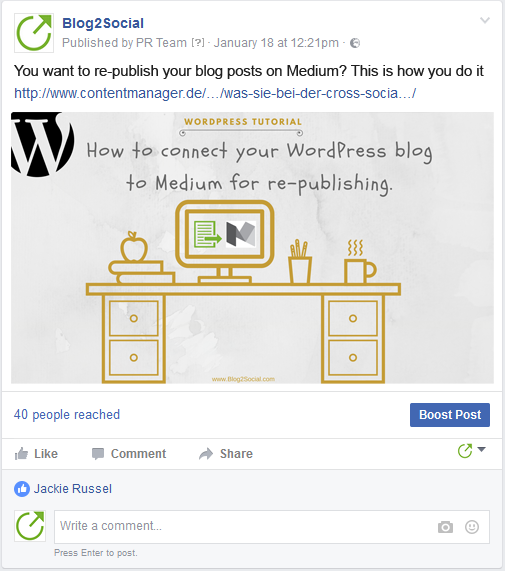Veröffentliche Deine Facebook Posts im Bild-Format mit Blog2Social