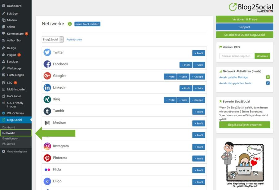 Social Media Netzwerke mit der Website verbinden