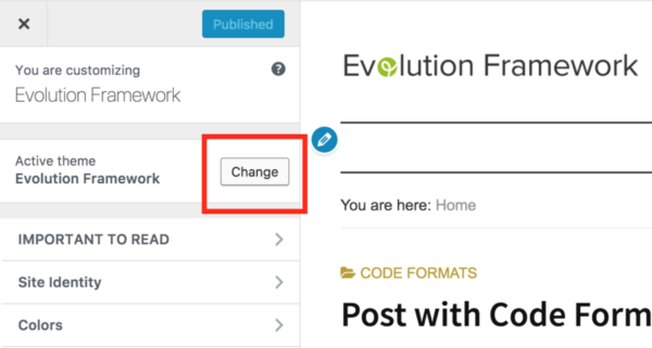 WordPress 4.9 Customizer