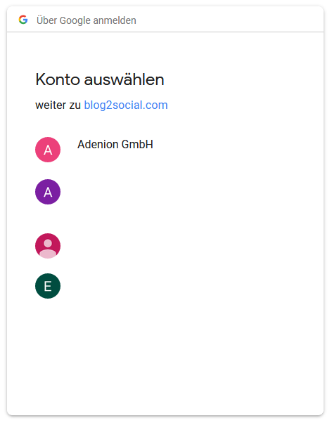 Google Business Konto auswählen