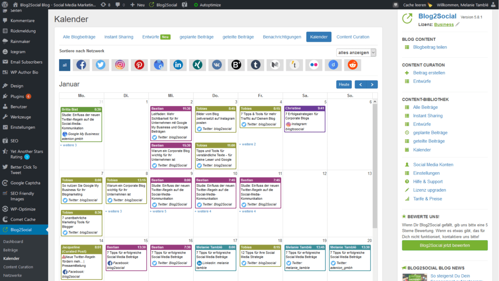 Social Media Planung mit dem Social Media Kalender