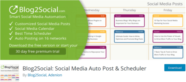 Blog2Social Social Media Automatisierung und Planung