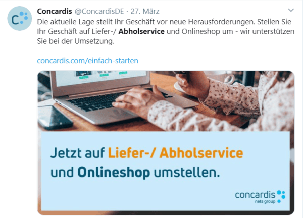 Concardis unterstützt Unternehmen bei Abhol und Lieferservice