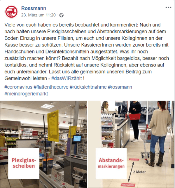 Rossmann zeigt Schutzmassnahmen für Kunden und Mitarbeiter