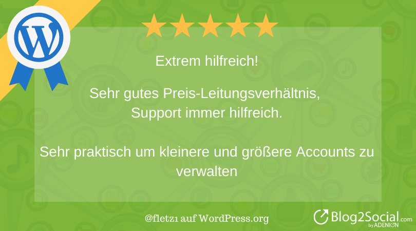Blog2Social Social Media Tool hat ein sehr gutes Preis-Leistungsverhältnis
