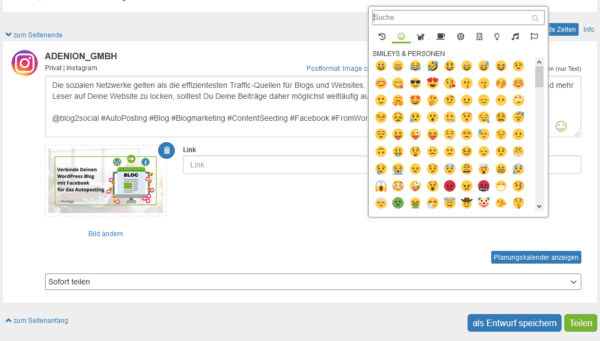 Blog2Social: Instagram-Beitrag individualisieren