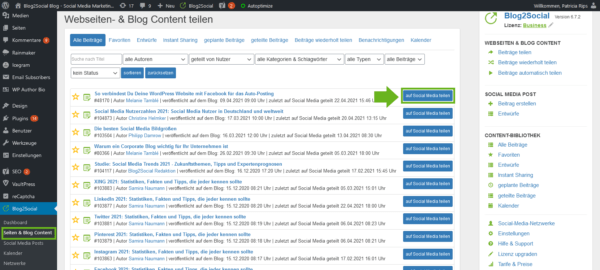 Blog2Social: Blogbeitrag auf Social Media teilen
