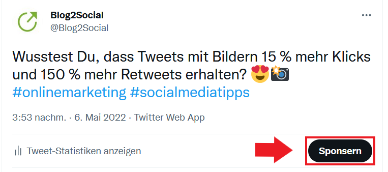 QuickPromote Funktion für professionelle Twitter Profile