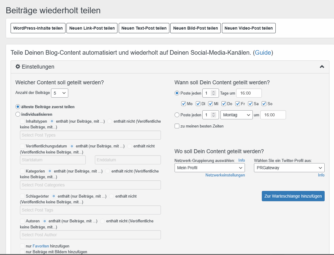 Social Media Resharer - Beiträge automatisiert wiederholt teilen 