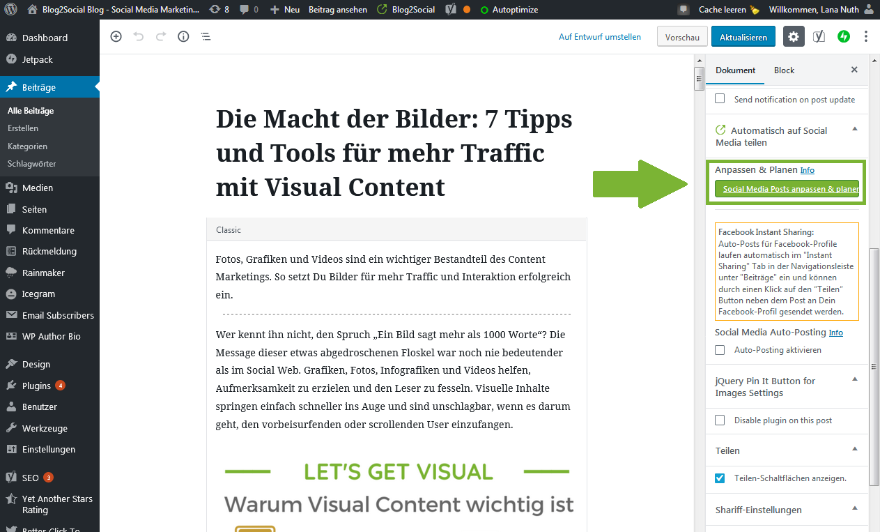 Social Media Posts anpassen