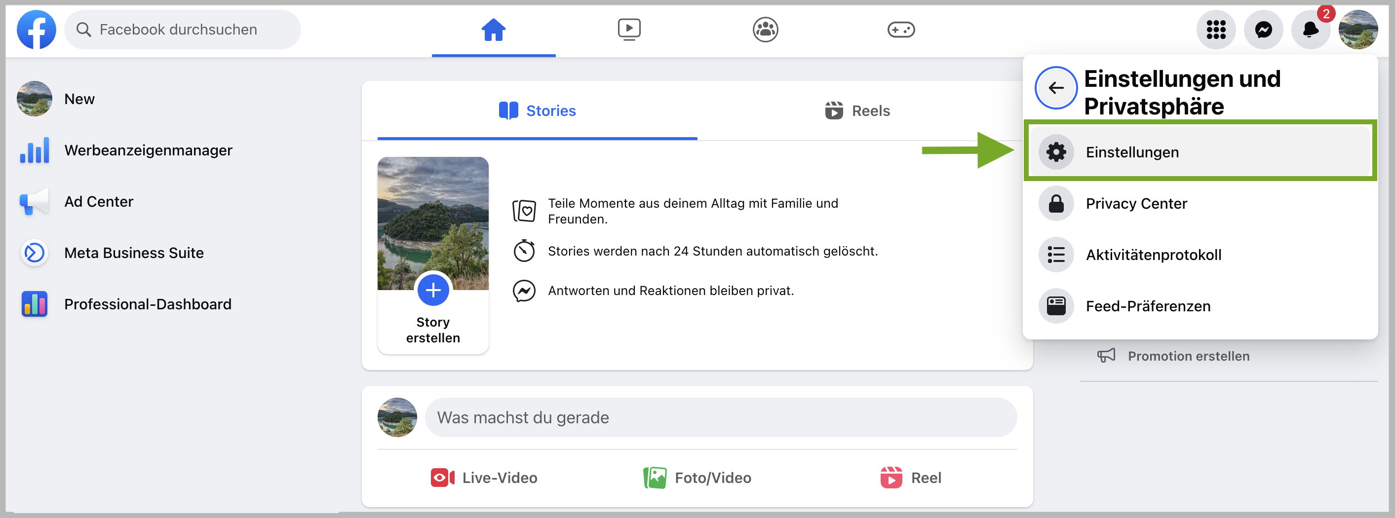 Facebook Einstellungen