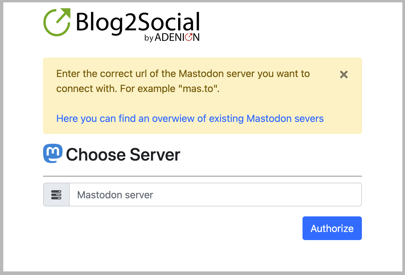 Mastodon Server auswählen