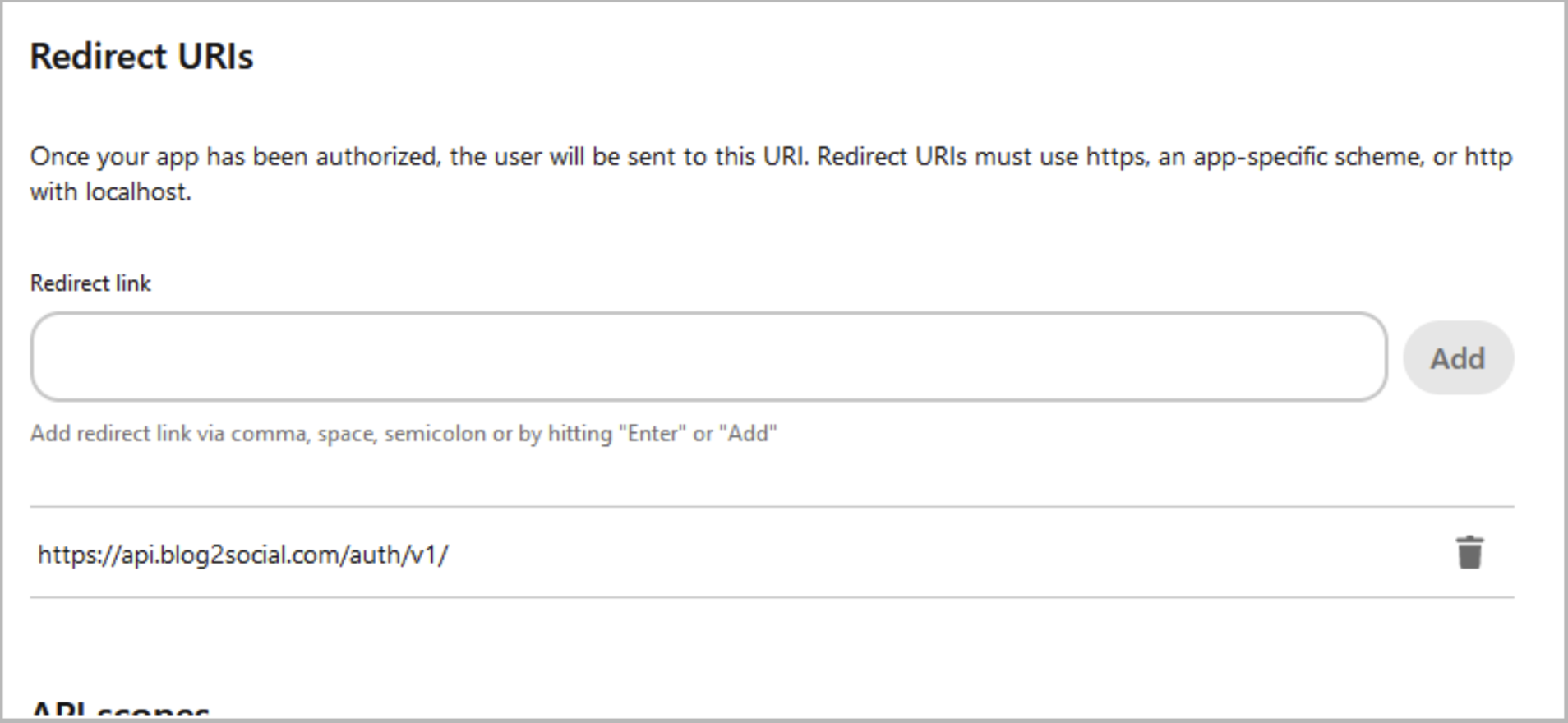 Redirect URIs