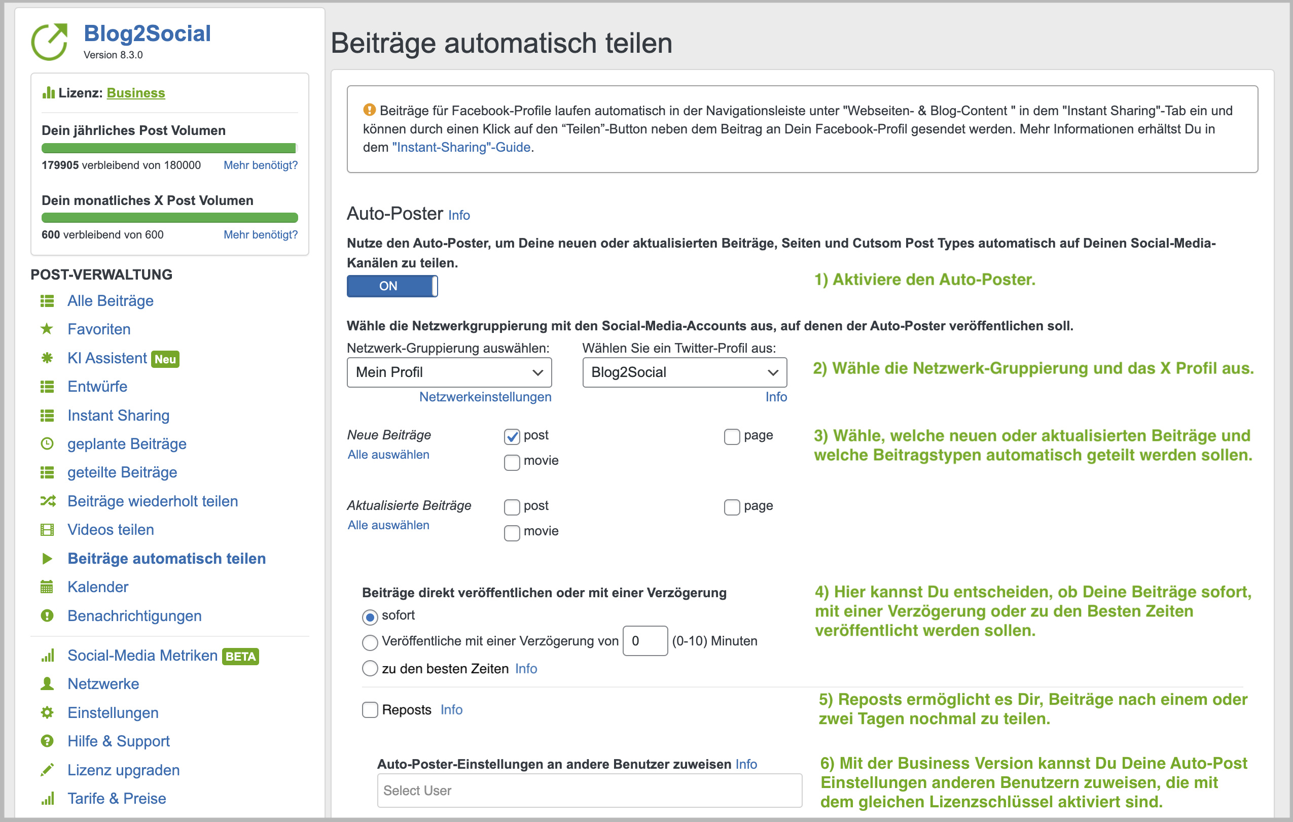 Auto-Poster Einstellungen