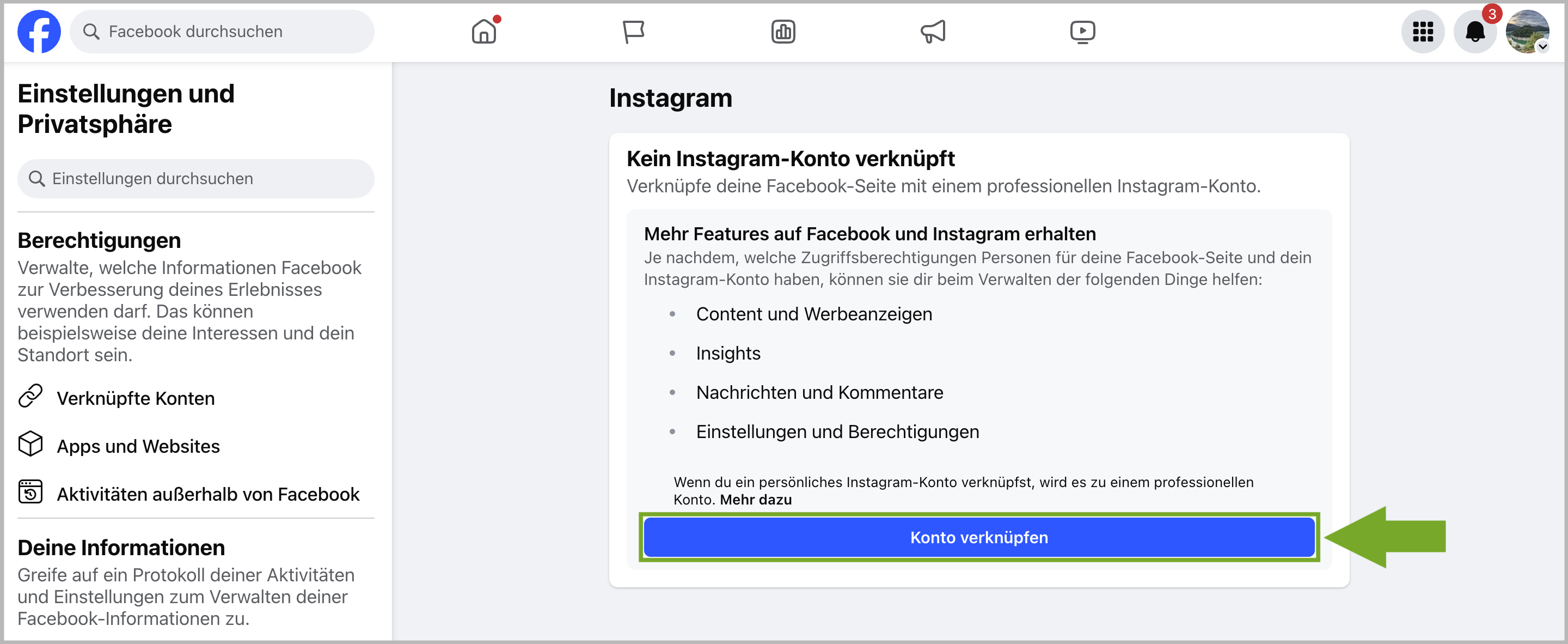 Konto verknüpfen