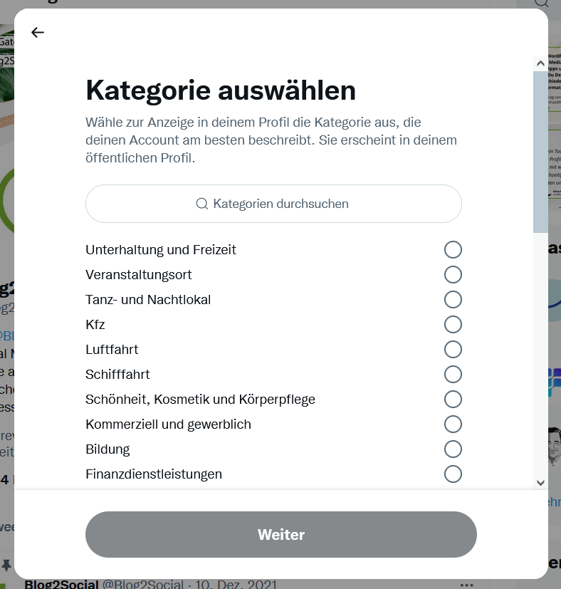 Kategorie auswählen