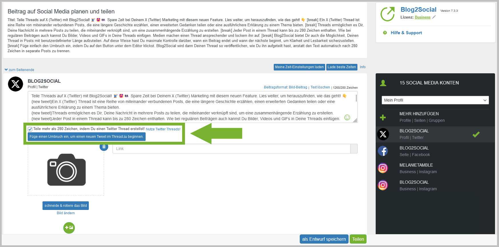 Threads Option aktivieren