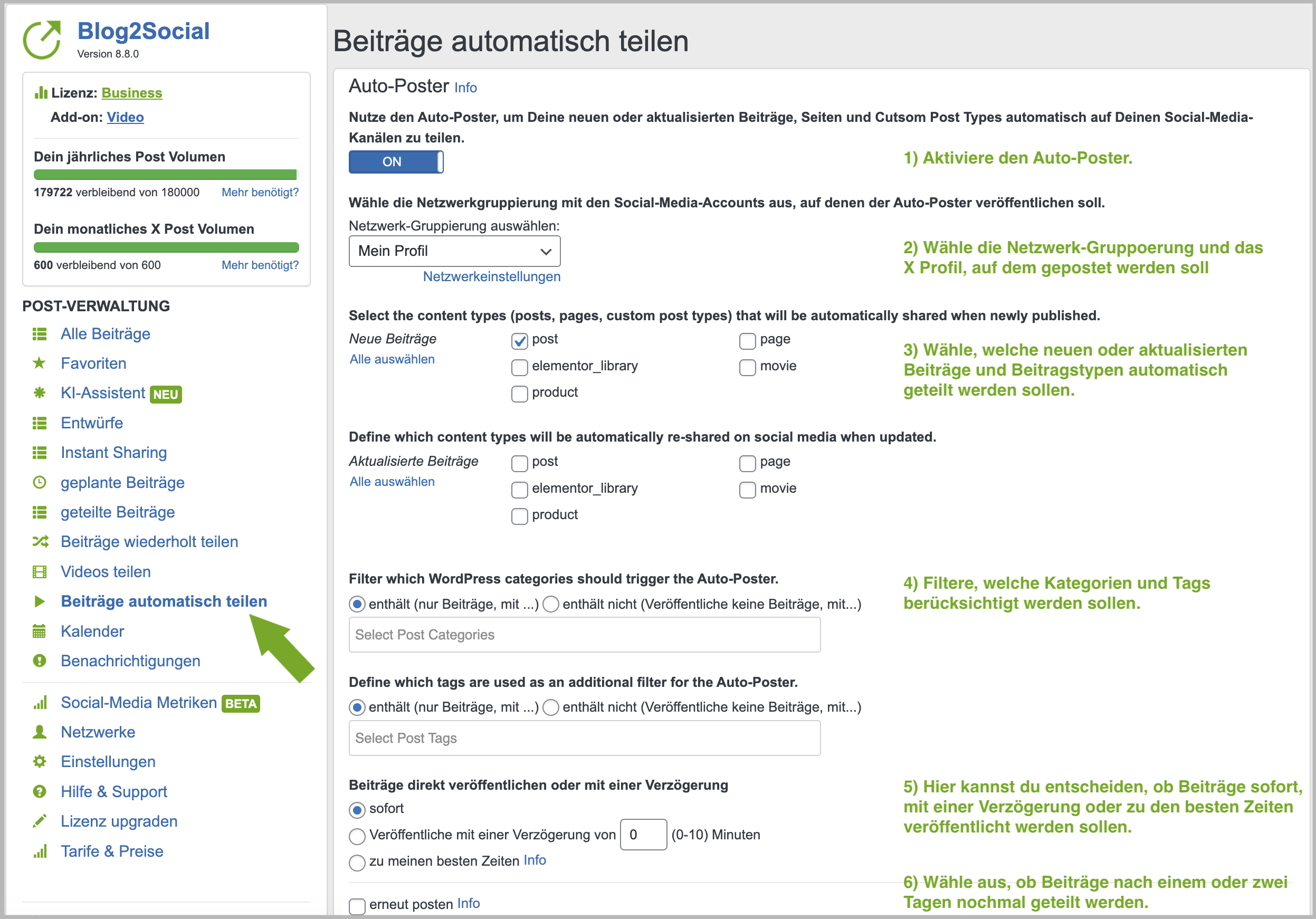 Auto-Poster Einstellungen