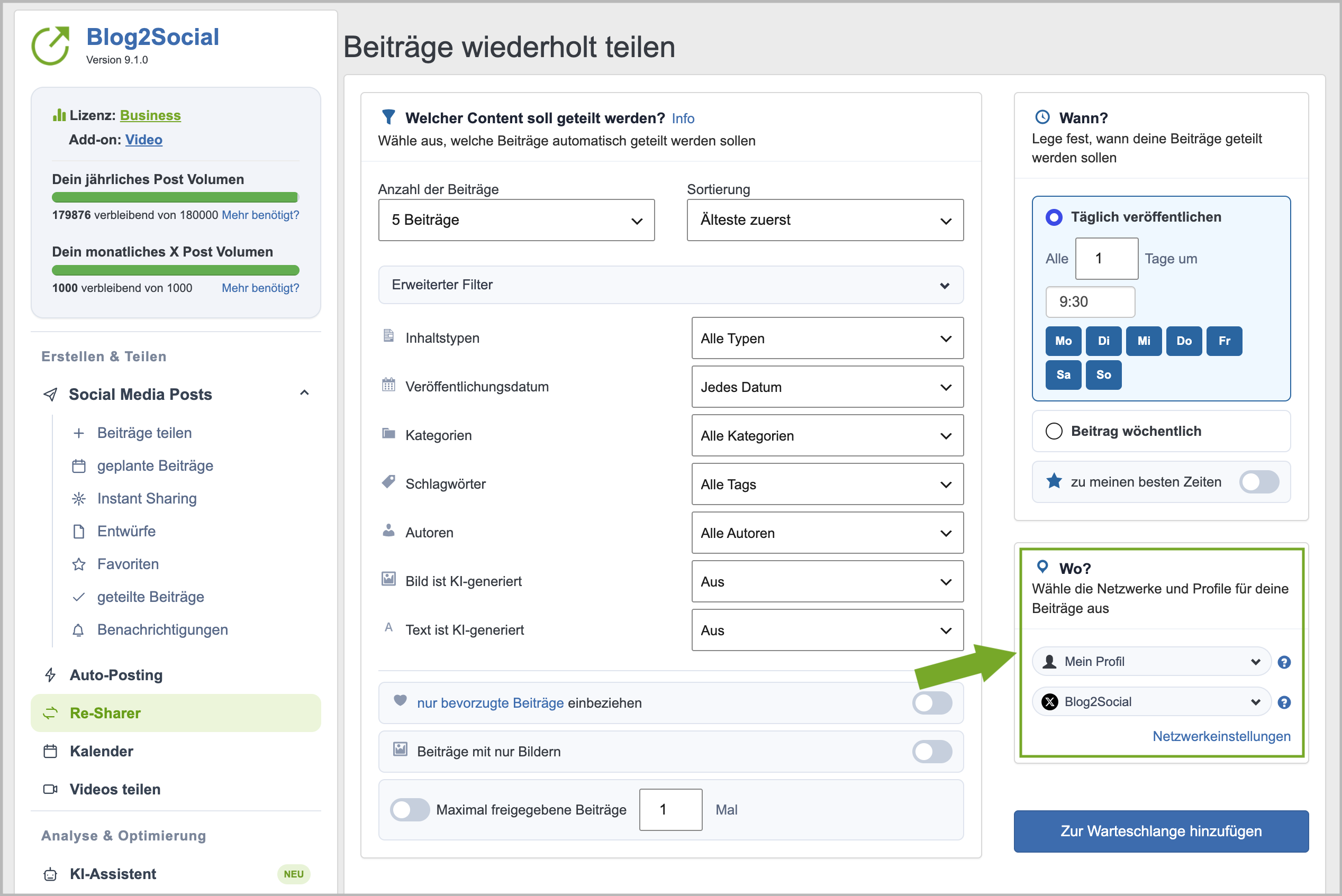 Netzwerke auswählen