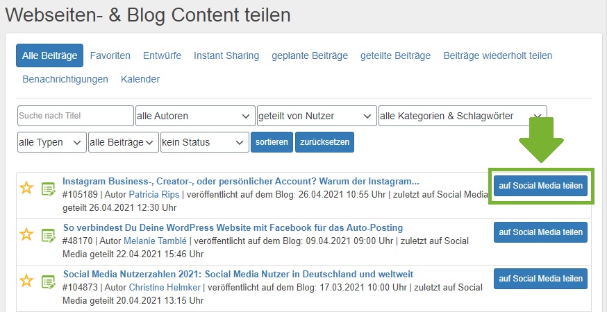 Beitrag auf Social Media teilen