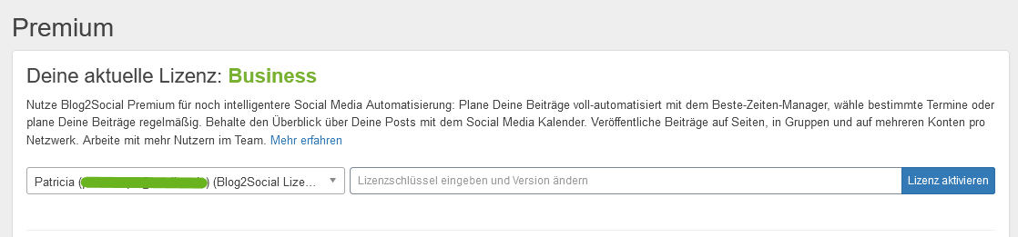 Blog2Social-Lizenz-aktivieren