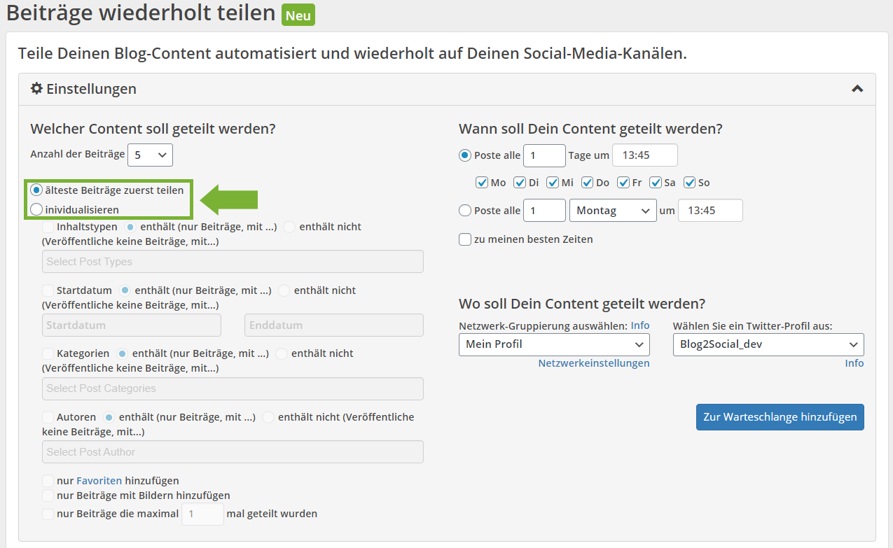 Filtern von Beiträgen