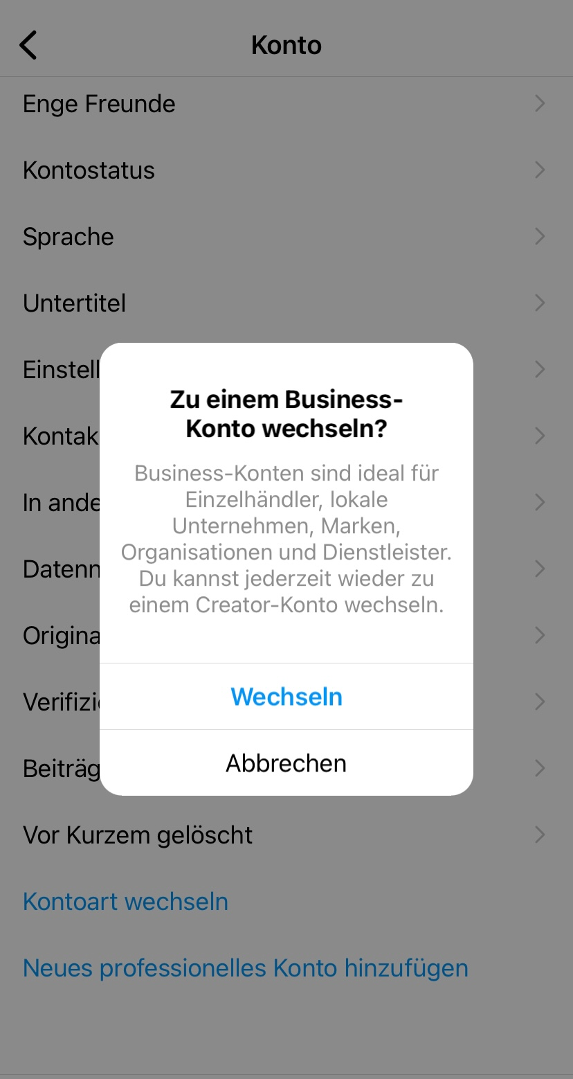 Wechsel bestätigen