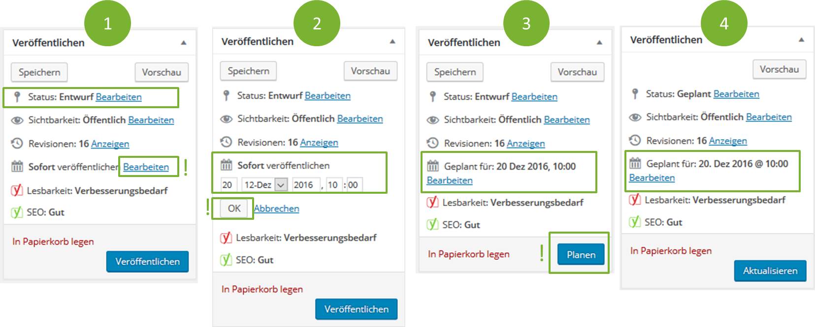 Noch nicht veröffentlichte Blogbeiträge vorplanen