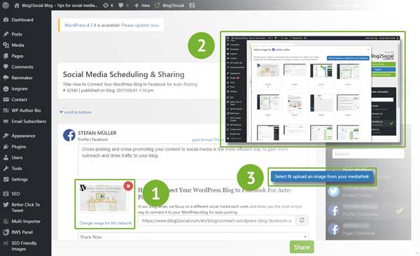 Bildauswahl in Blog2Social