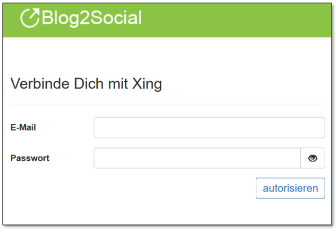 Blog2Social mit XING Seite verbinden - Autorisierung mit sozialen Netzwerken