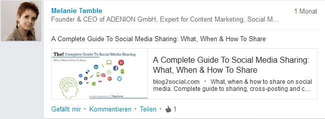 A Shared Posting on LinkedIn