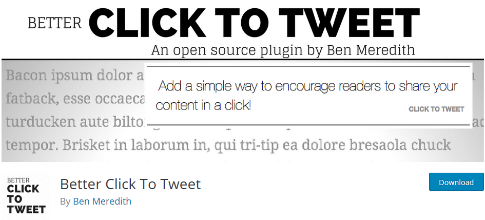 Das WordPress Plugin Better Click To Tweet zeigt fertige Twitter-Boxen als Tweets für Deine Leser an