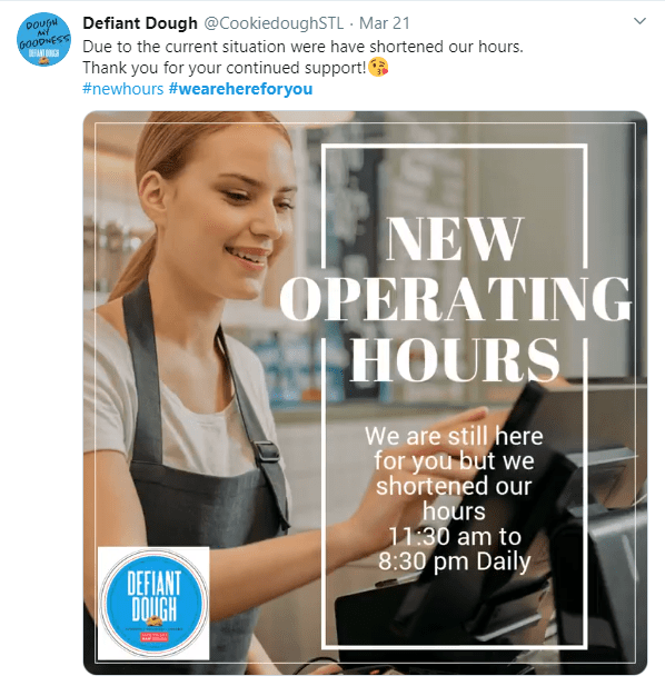 Defiant Dough annonce de nouvelles heures d'ouverture