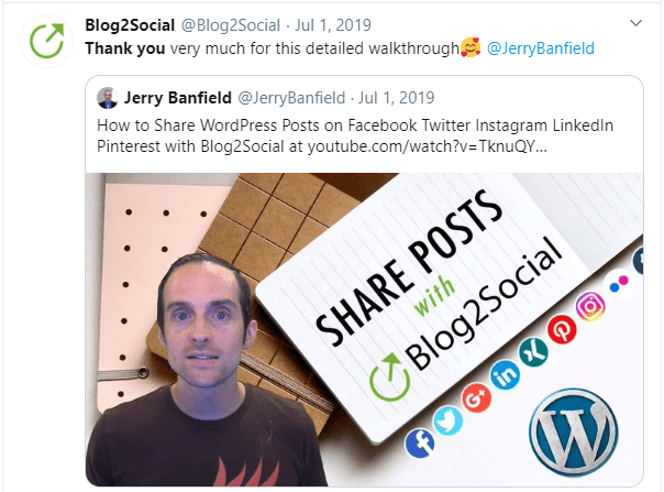 Thank you on Twitter for a positive review video by Jerry Banfield