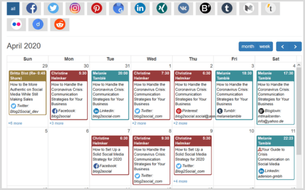 social media calendar by Blog2Socialblog2social