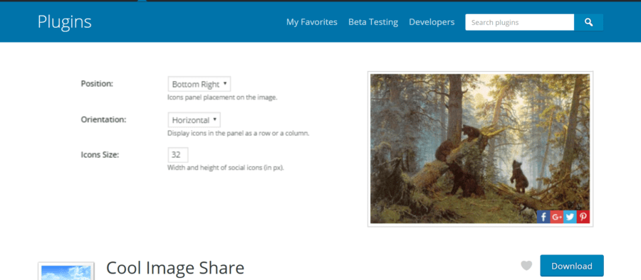 Cool Image Share WordPress plugin