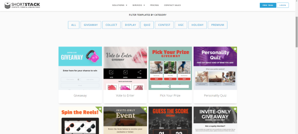 Shortstack landing page template library