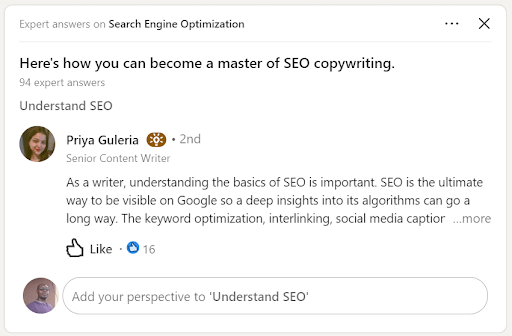 LinkedIn Alhorithm example