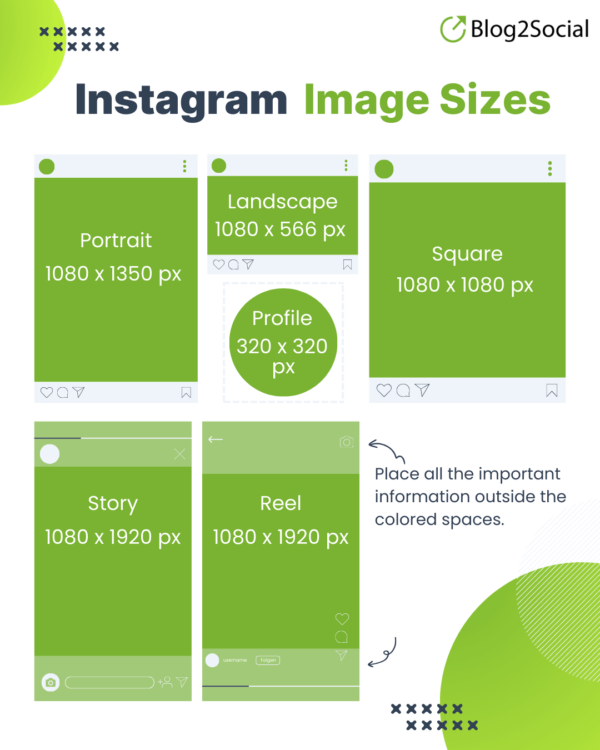 Best Image Sizes for Instagram Infografic