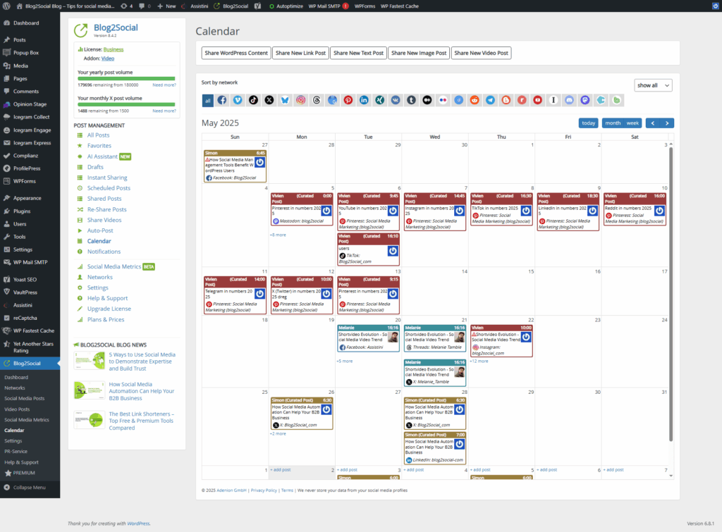 éditorial-calendar-blog2social
