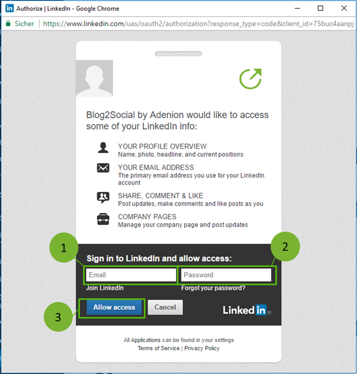 LinkedIn Page authorization