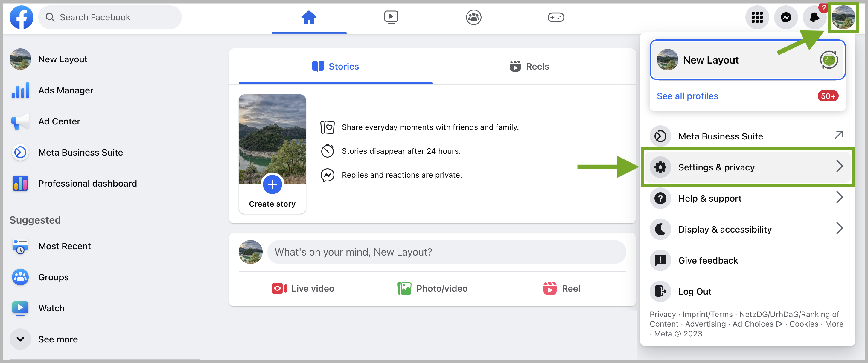 Facebook settings and privacy