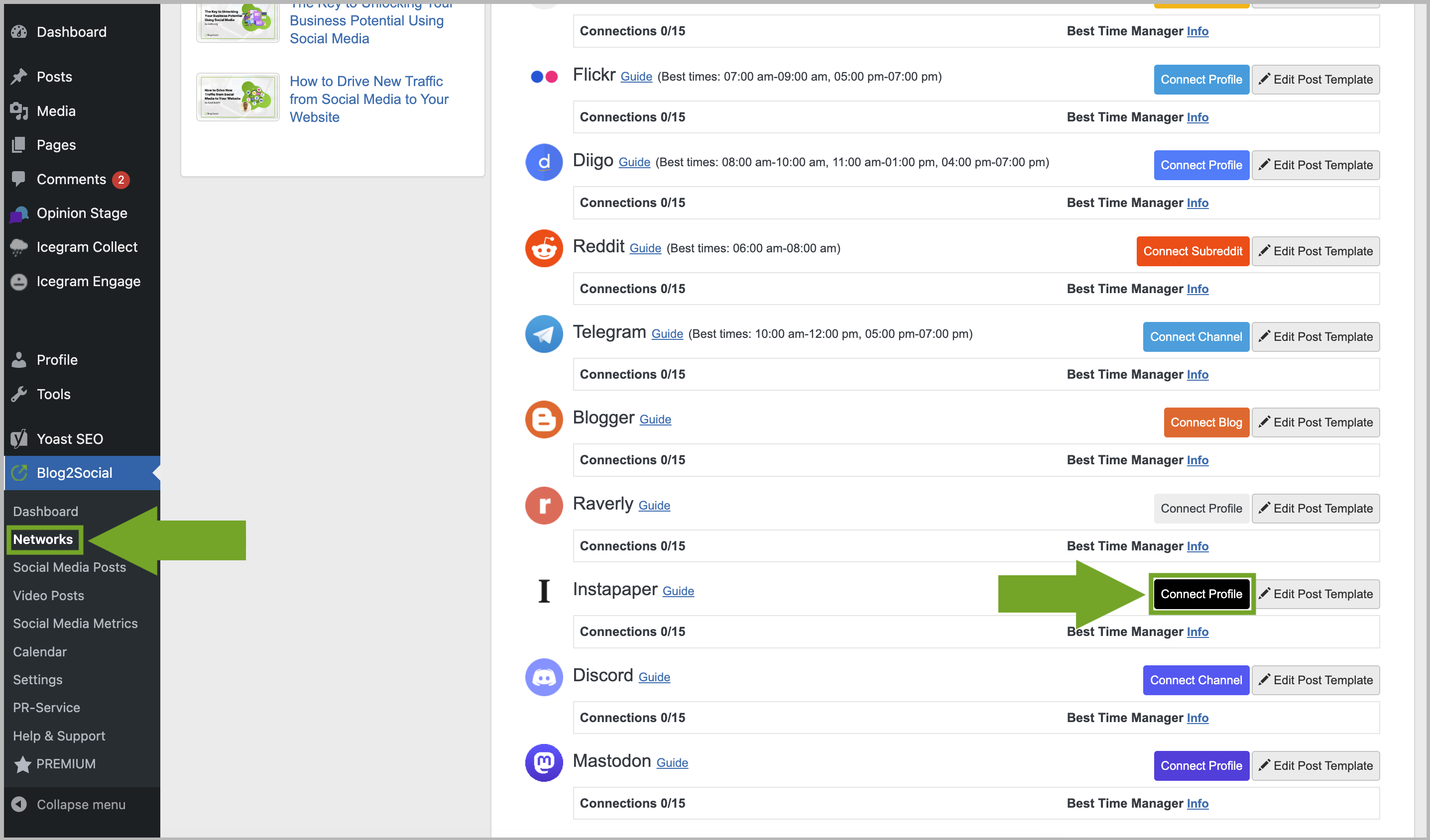 Connect Instapaper Profile