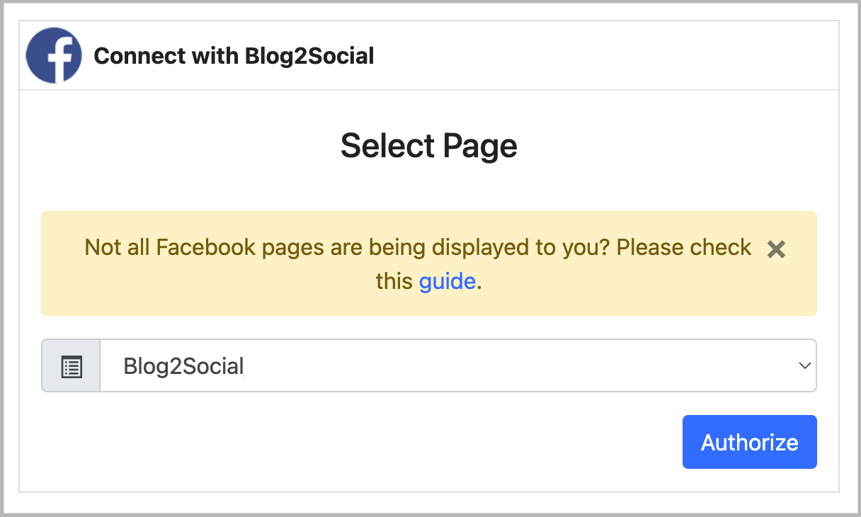 Select Your Facebook Page