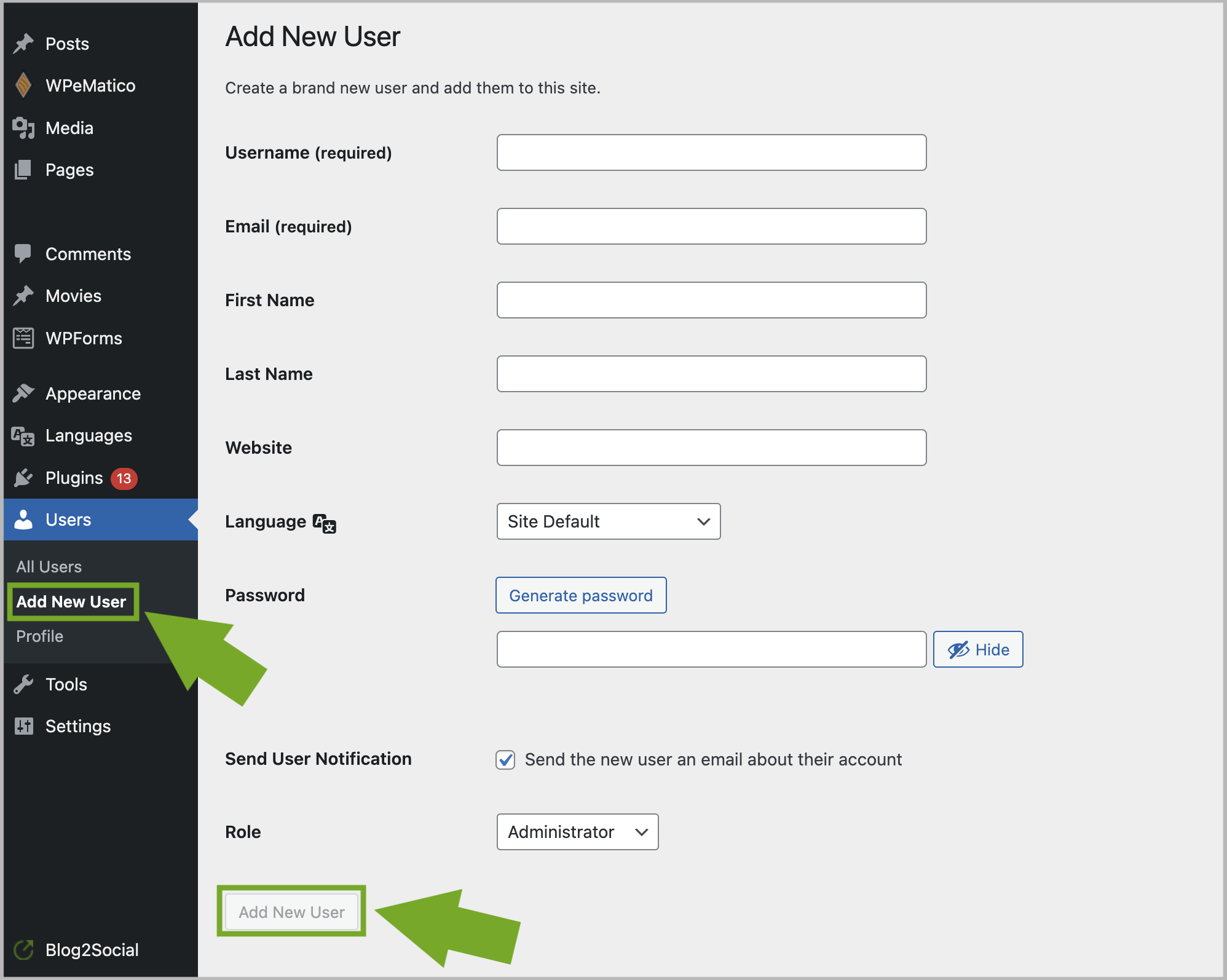 Create New User