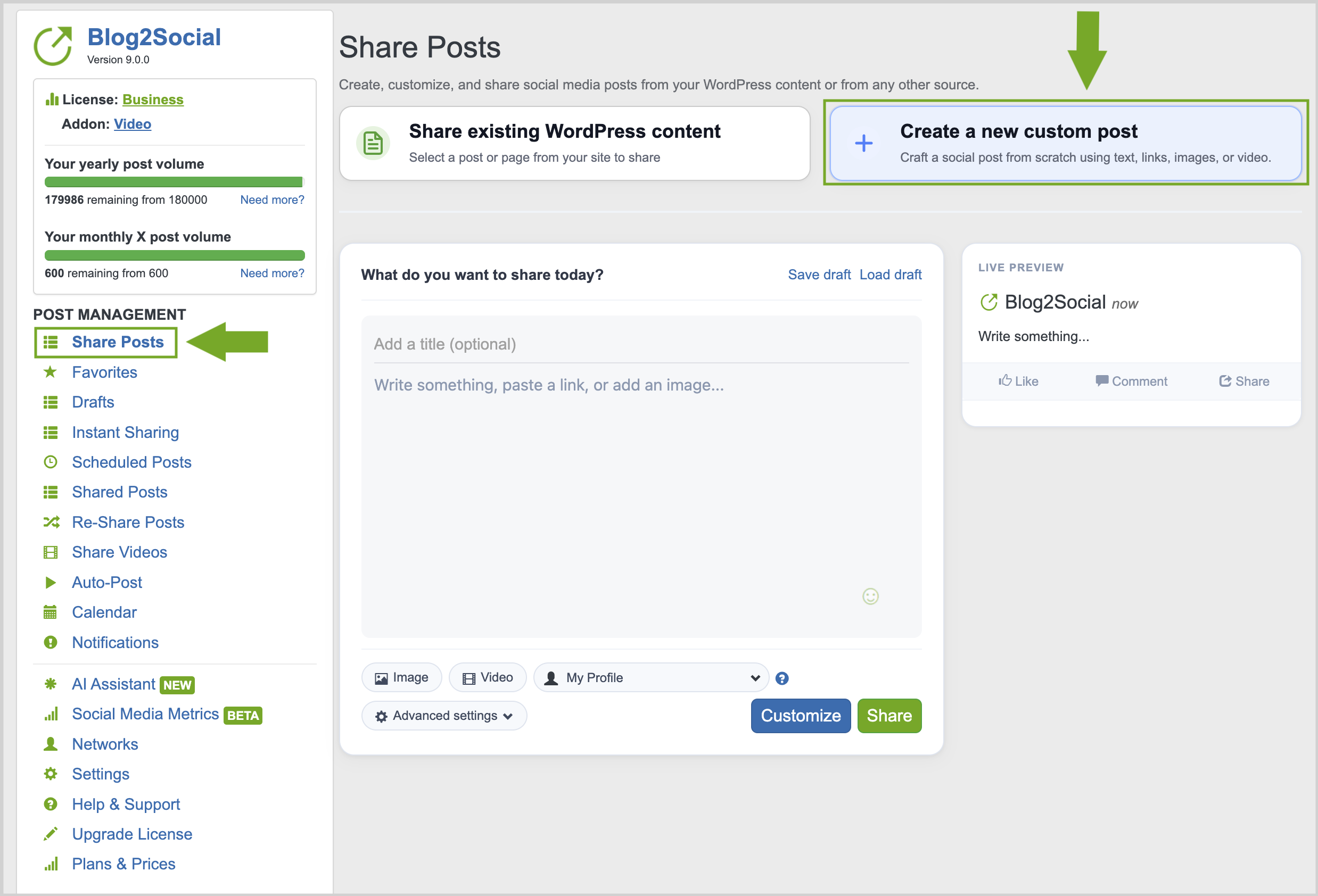 Share Custom Posts